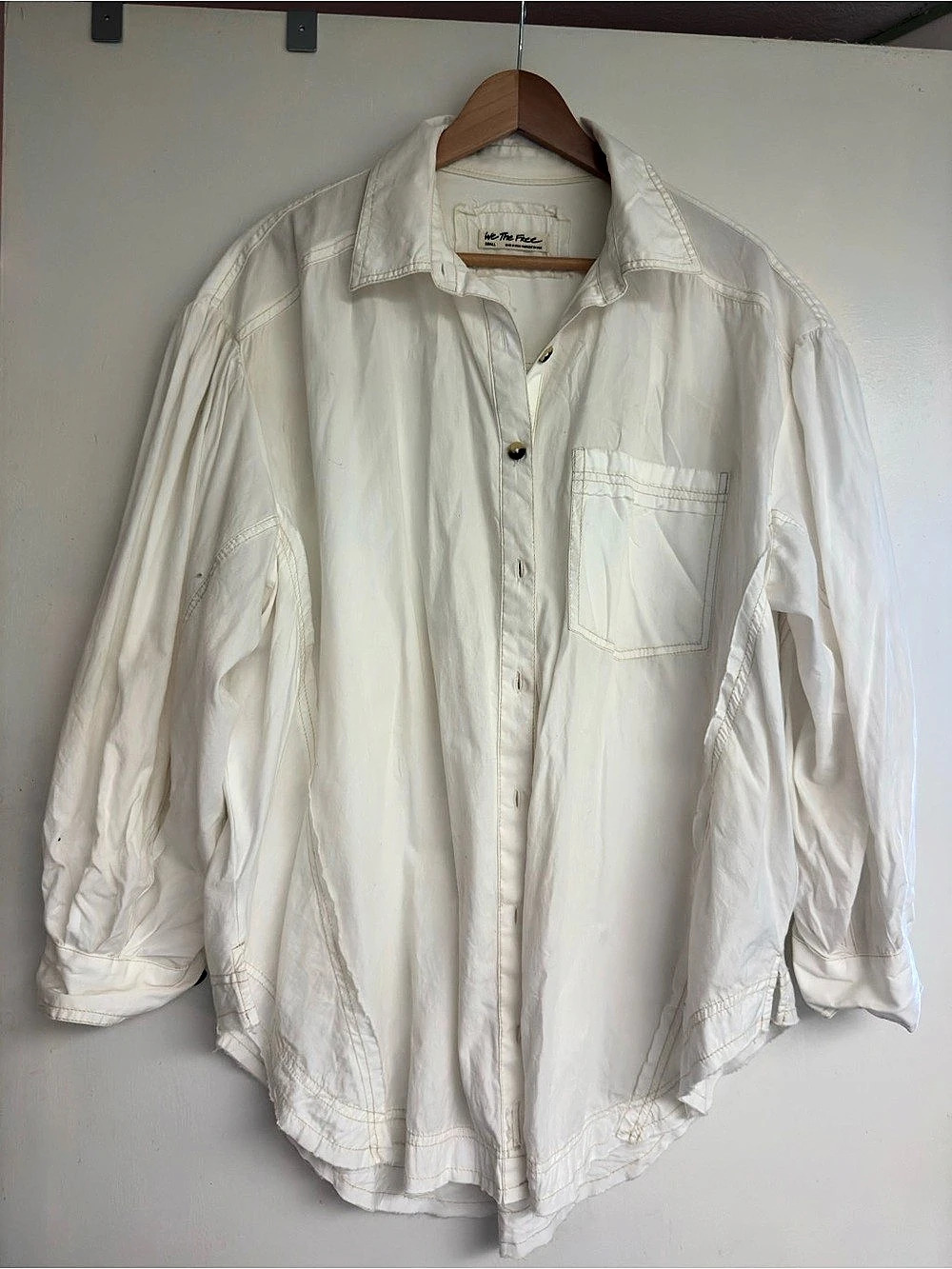 Free People We The Free Many Ways Solid Button Down White Shirt